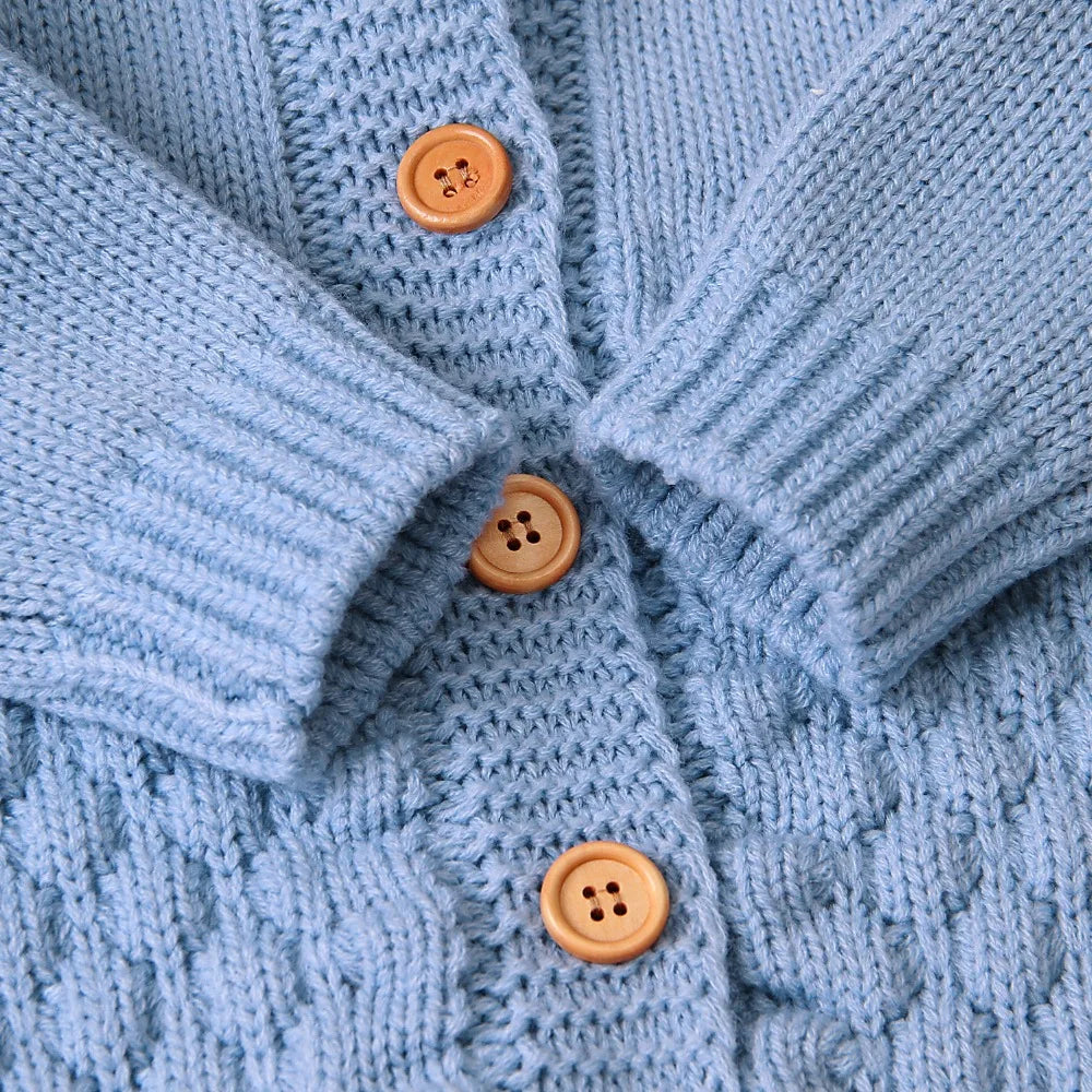 Autumn Winter Newborn Baby Boys Girls Bear Ear Knit Romper Hooded Sweater Jumpsuit Outfit Entre Bébé et Moi