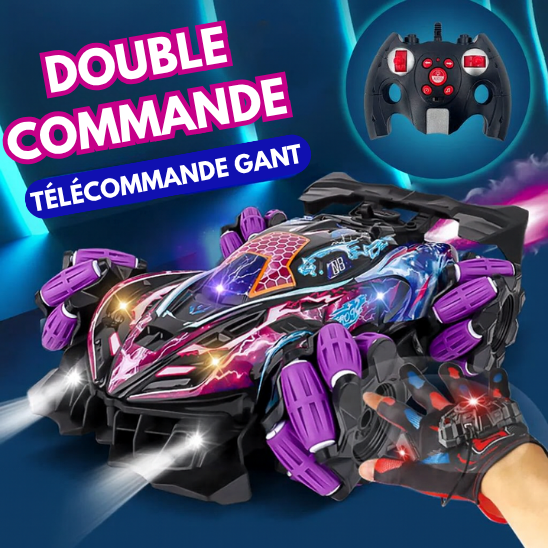voiture télécommandée enfant avec double contrôle gant et télécommande 2.4GHz