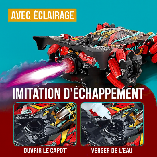 voiture RC avec imitation échappement à vapeur, réservoir d’eau, éclairage LED