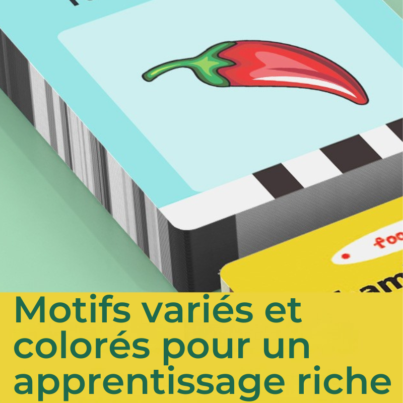 Cartes éducatives SMARTINO colorées motifs variés - Apprentissage enrichi vocabulaire fruits légumes véhicules pour enfants