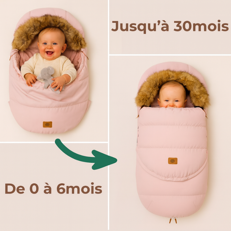 Chanceliere rose poudré adaptable pour bébé de 0 à 6 mois jusqu'à 30 mois