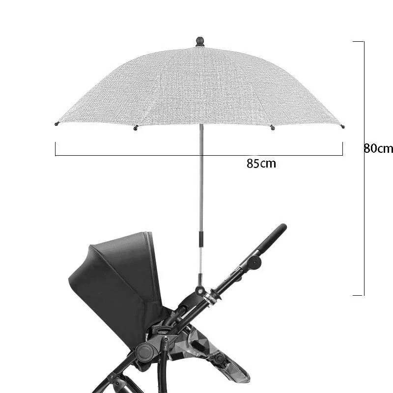 Schéma des dimensions du parapluie pare-soleil poussette : 85cm de largeur et 80cm de hauteur pour couverture optimale