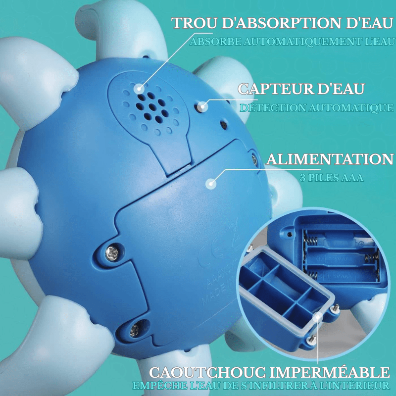 Jouet de Bain Interactif pour Bébé - Splashy l'Octo-Rigolo avec Jets d'Eau et Lumières Jouet de Bain Interactif Entre Bébé et Moi