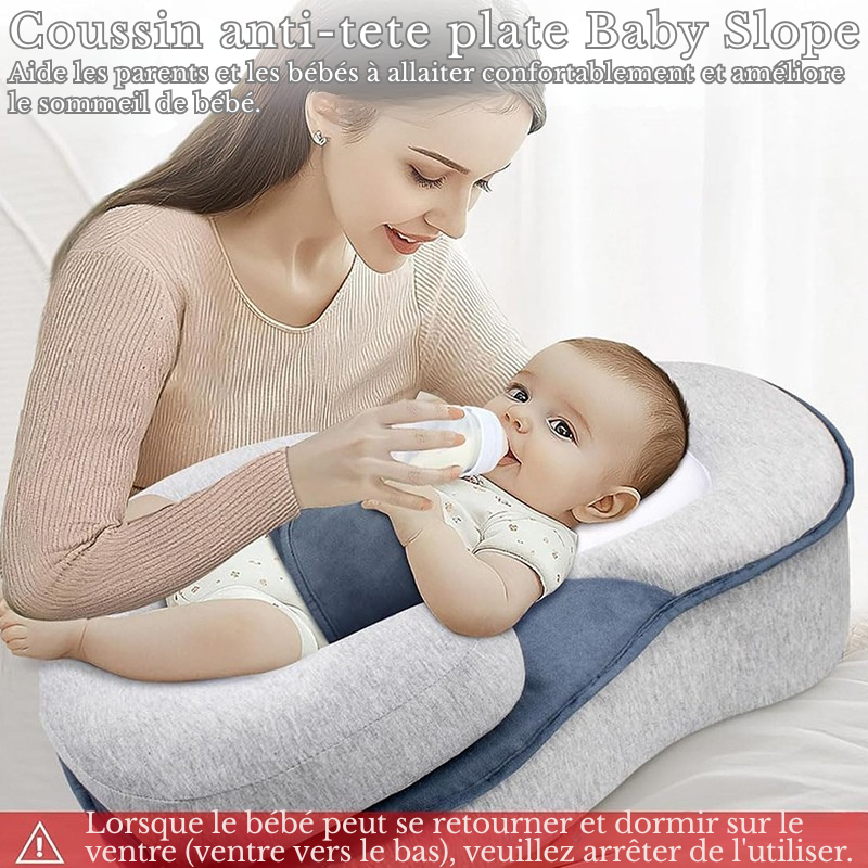Coussin anti-tête plate Baby Slope en utilisation : mère nourrissant bébé, améliore sommeil et alimentation confortable