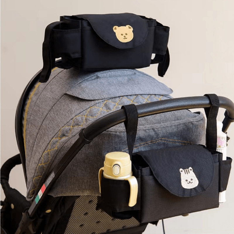 Double organisateur poussette Teddy Bear Squirrel usage guidon canopy