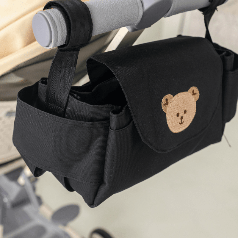 Fixation organisateur poussette Teddy Bear sangles ajustables guidon sécurisé