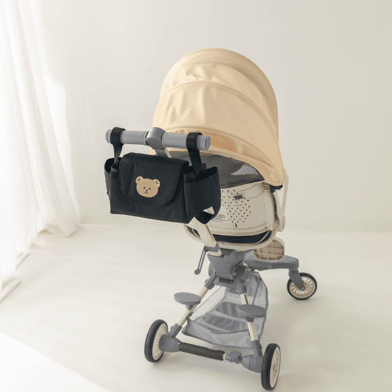 Organisateur poussette Teddy Bear fixé guidon poussette beige sangles