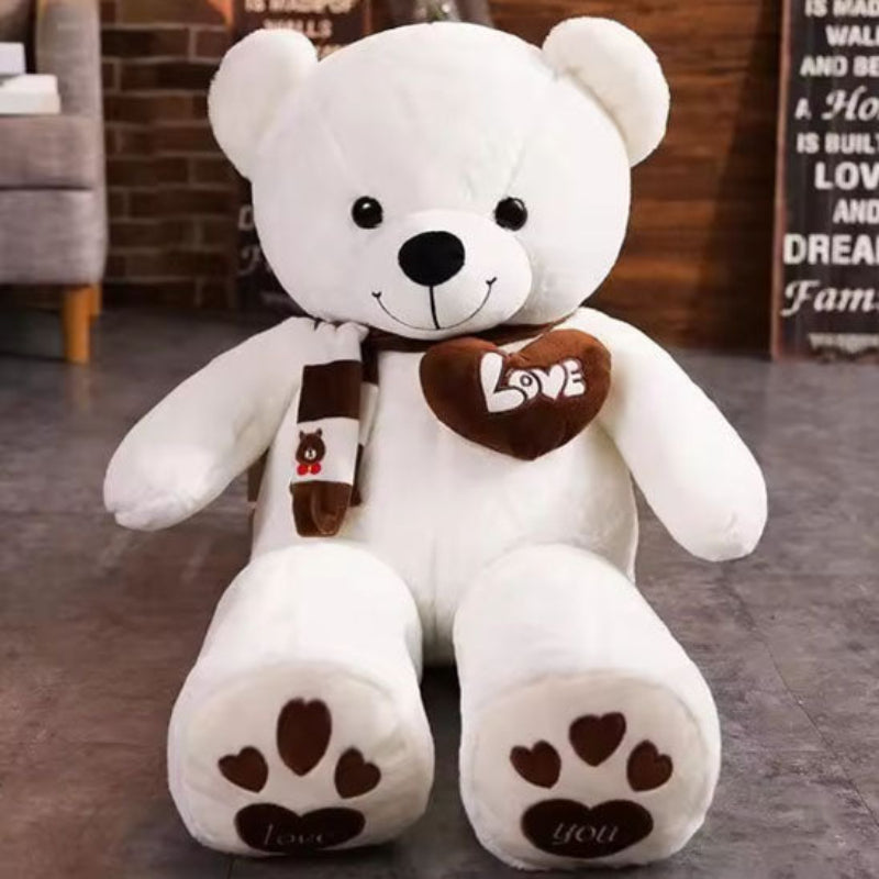 Ours en peluche blanc 80cm qualité premium avec cœur LOVE brodé