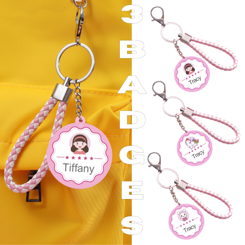 Porte-clé personnalisé pour fille avec prénom Tracy, motifs licorne, nuage et personnage fille, accessoire pour sac d’école