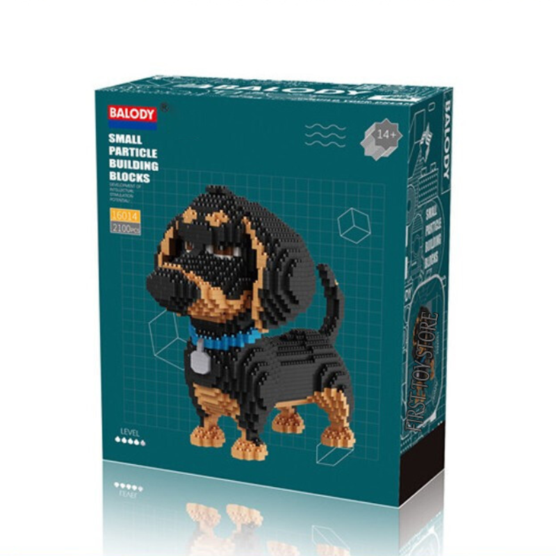 Puzzle 3D Teckel 2100 pièces - Chien saucisse noir et tan avec collier bleu