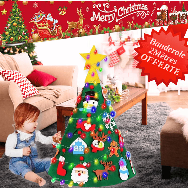 Sapin de Noël en Feutre Interactif pour Enfants – Décoration Ludique et Créative Entre Bébé et Moi Mon sapin décoré 🎄+ Ma bannière de 2M 🎅 + 1 Ebook Offert