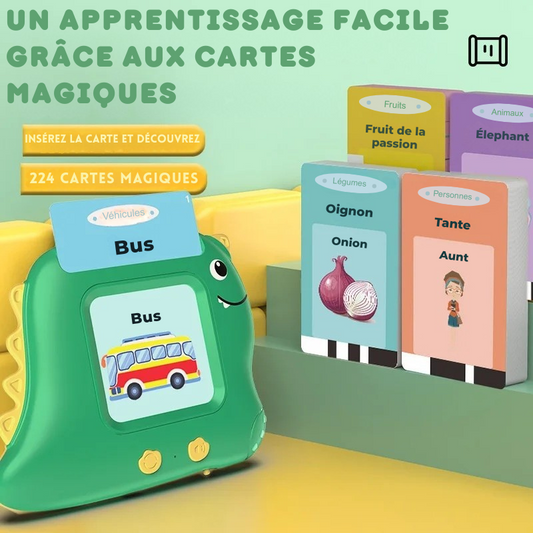 SMARTINO vert lecteur de cartes éducatives - 224 cartes magiques apprentissage facile légumes personnes véhicules enfant