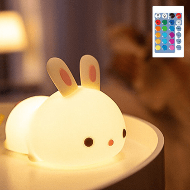Lapinou Night | Veilleuse en silicone souple pour bébé 0 Entre Bébé et Moi Lapinou tactile + télécommande