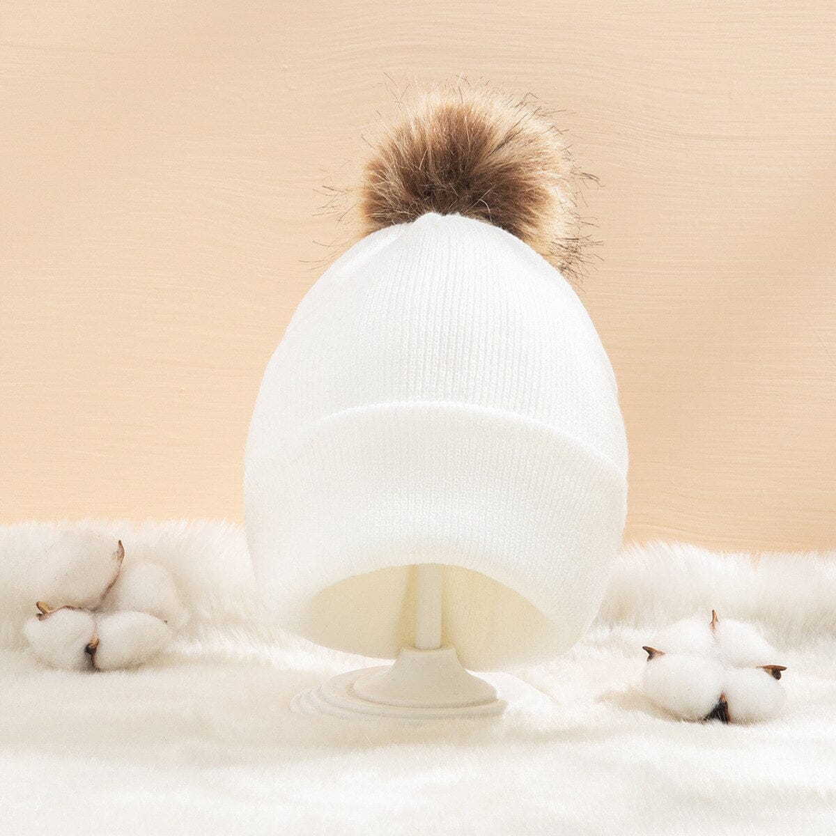 Petit Pompon bonnet bébé 0 Entre Bébé et Moi Blanc