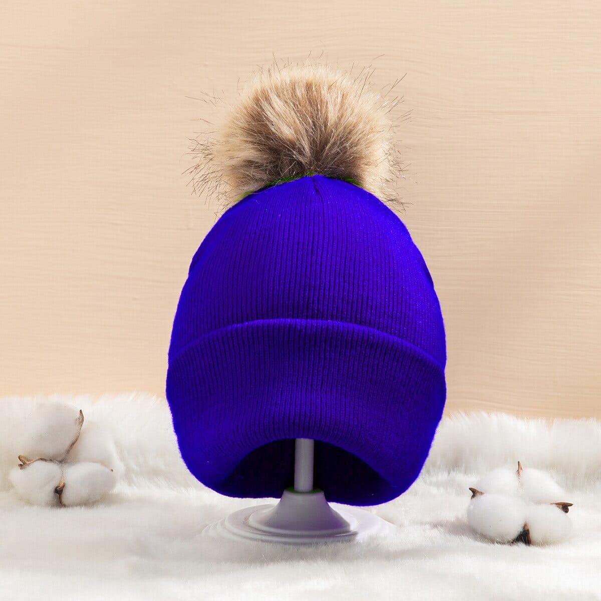 Petit Pompon bonnet bébé 0 Entre Bébé et Moi Bleu