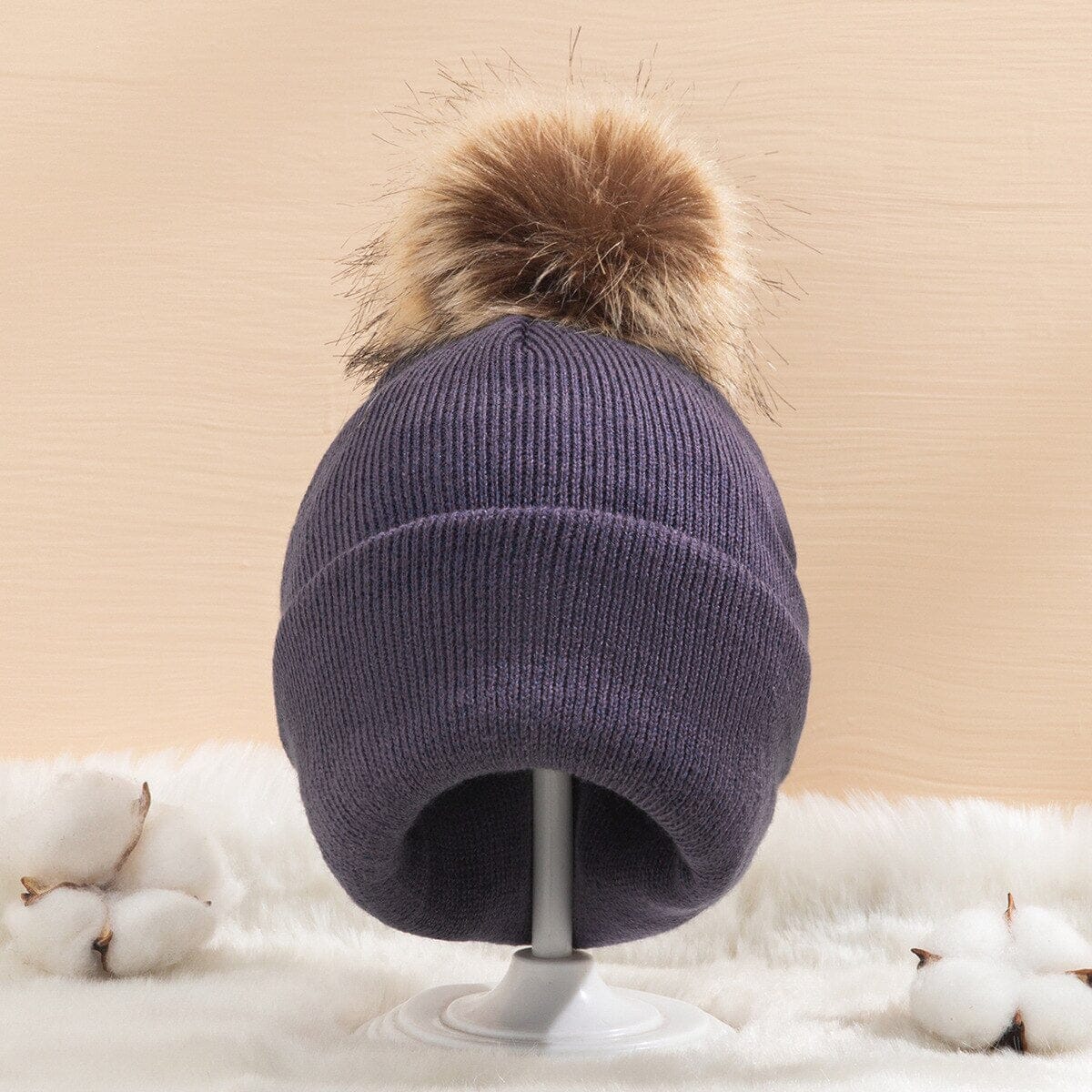 Petit Pompon bonnet bébé 0 Entre Bébé et Moi Gris souris