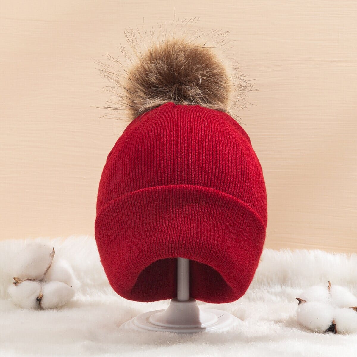 Petit Pompon bonnet bébé 0 Entre Bébé et Moi Rouge