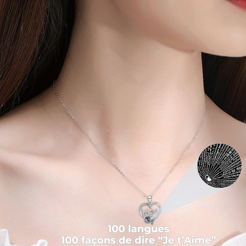 Chaine + Pendentif 100 façons de dire "Je t'aime"