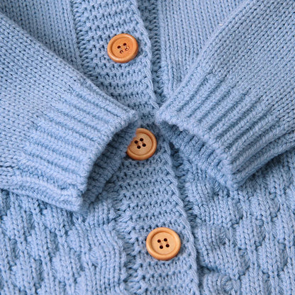 Autumn Winter Newborn Baby Boys Girls Bear Ear Knit Romper Hooded Sweater Jumpsuit Outfit Entre Bébé et Moi 