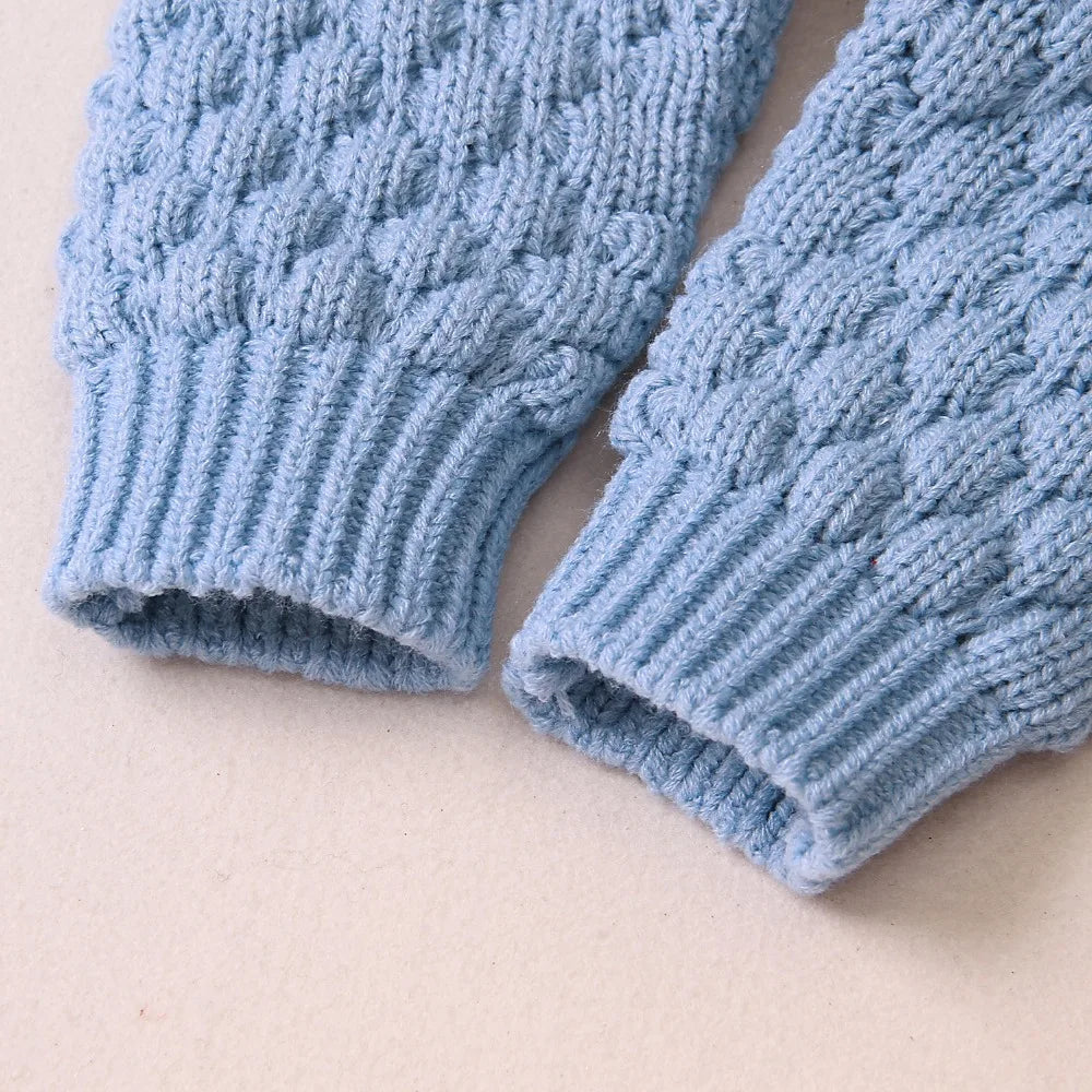 Autumn Winter Newborn Baby Boys Girls Bear Ear Knit Romper Hooded Sweater Jumpsuit Outfit Entre Bébé et Moi 