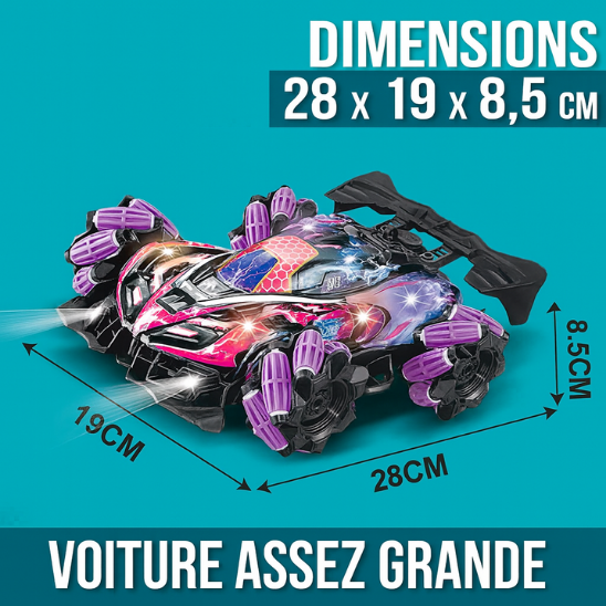 dimensions de la voiture télécommandée BatMotion 28 x 19 x 8,5 cm