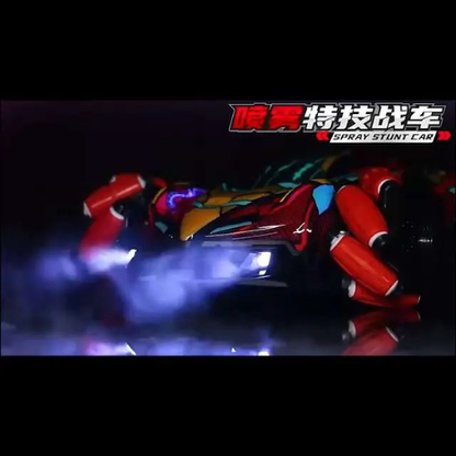 gros plan voiture RC BatMotion avec phares LED et brume lumineuse