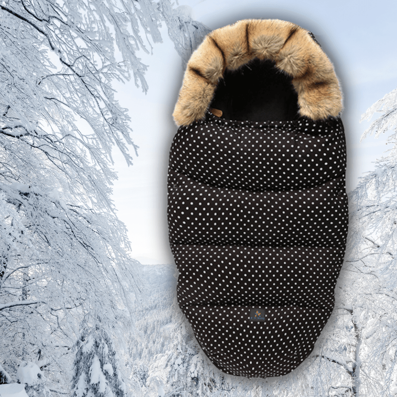 Chancelière Duvet d'Hiver Entre Bébé et Moi Noir pois blanc 