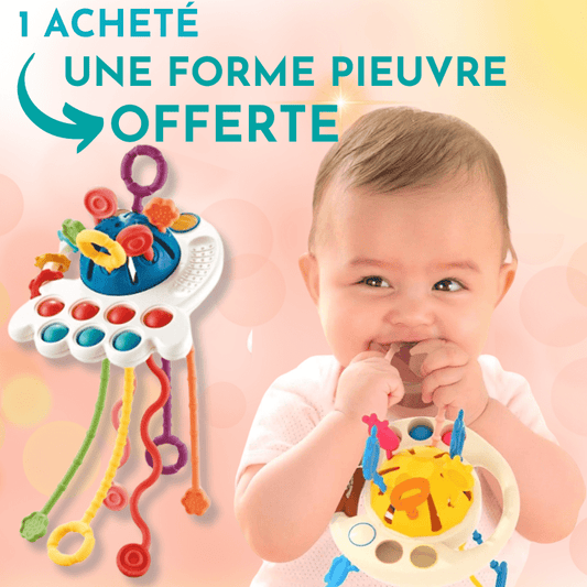 FunnyMonti | Jouet de dentition sensoriel Jouet éveil Entre Bébé et Moi WinnieSpace = 1 Forme Pieuvre + 1 EBook OFFERT