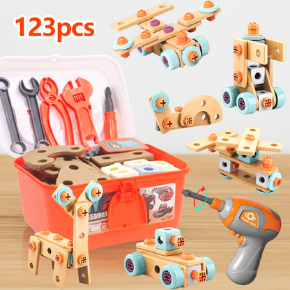 Kit éducatif Bricokid 123 pièces – jeu de construction pour enfant avec perceuse, outils et pièces colorées pour créer et apprendre.