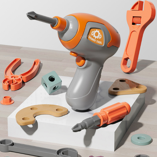 Jeu de construction enfant Bricokid avec perceuse électrique et accessoires Montessori – développement de la motricité et créativité.