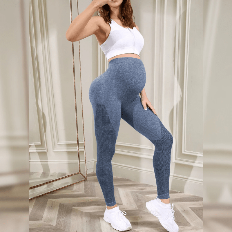 Leggings maternité bleu naturel - Couleur sophistiquée pour look chic enceinte