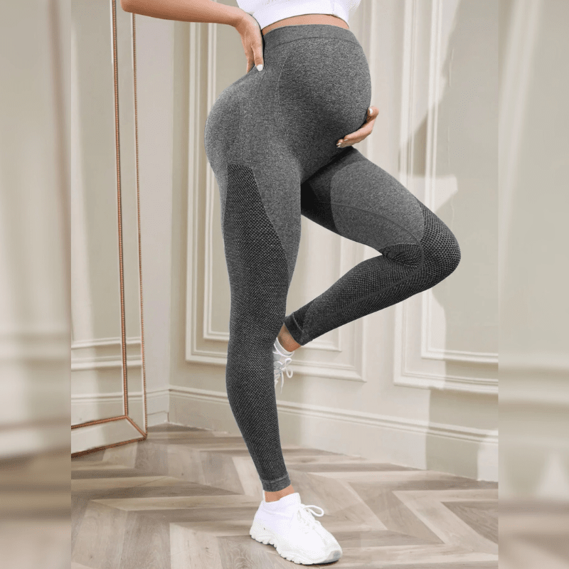 Leggings grossesse gris élégant - Style raffiné et confort pour futures mamans