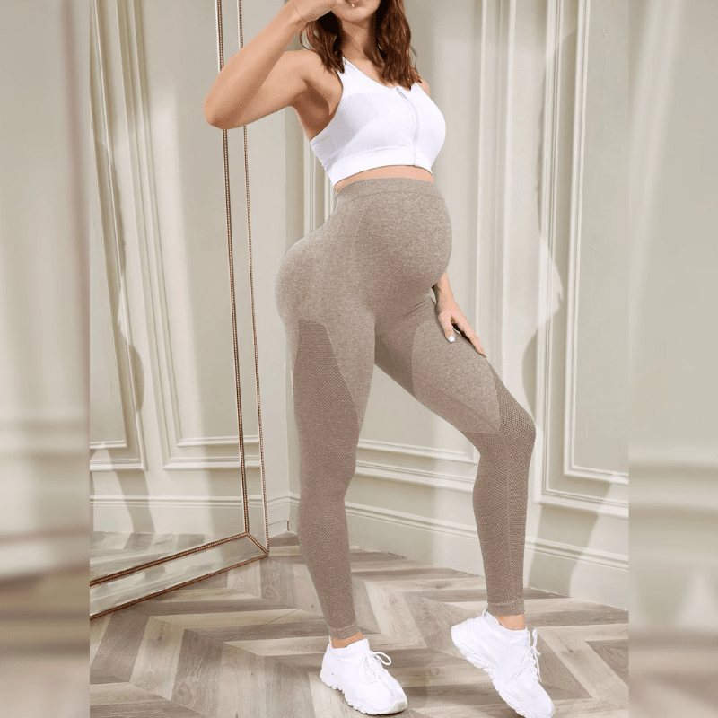 Leggings maternité taupe naturel - Couleur sophistiquée pour look chic enceinte