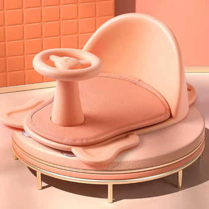 Siège de bain bébé rose ergonomique avec volant intégré - design premium et sécurité renforcée