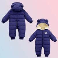 Nouveau-né bébé dessin animé barboteuse combinaison de neige manteau  d'hiver polaire combinaison à capuche (Blanc, 0-3 mois) : : Mode